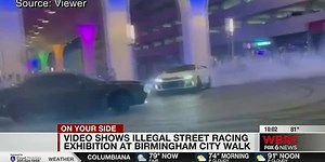 Illegal street drifting at Birmingham City Walk