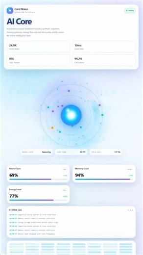 Futuristic AI Core Dashboard UI