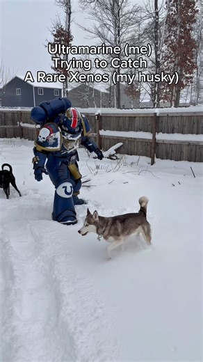 Jake Myers | A space wolf wouldn’t be so happy knowing I’m trying to steal a wolf from Fenris. #warhammer #spacemarine #cosplay #winter #blizzard | Instagram