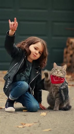 Le p’tit rockeur et son chat #jeunerockeur #chat #rock
