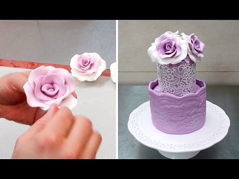 How To Form Gumpaste/Fondant ROSES without using any tools by Cakes StepbyStep