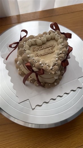 Delicious Mini Heart Cake with Charming Bows