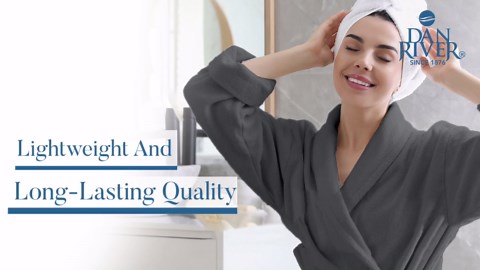 Dan River Bathrobe for Men and Women One Size Lightweight Cotton Terry Cloth Robe - White