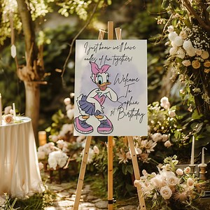 Daisy Duck Birthday Welcome Sign: Custom Party Poster Digital Download - Etsy