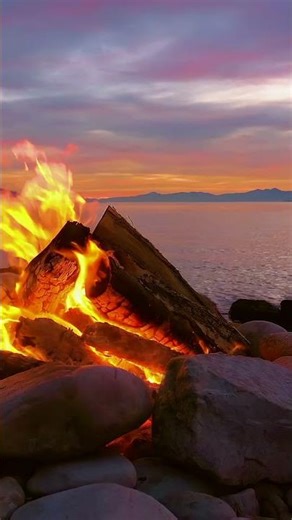 Campfire by the Lake 🔥 Sunset Relaxing Fire Sounds #Shorts