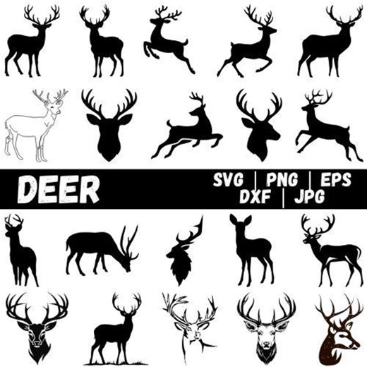Deer SVG Bundle, Deer Hunting SVG, Deer Png, Deer Vector, Deer Cut Files, Deer Head Svg, Deer Antlers Svg, Laser Cut Files, Deer Bundle - Etsy
