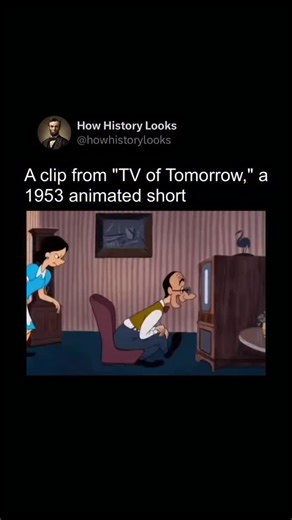 History Facts & Stories on Instagram: "The animated cartoon titled TV of Tomorrow was released in 1953 by Metro Goldwyn Mayer and directed by Tex Avery. It premiered on June sixth of that year as a short theatrical cartoon and was part of Avery’s series of humorous films that imagined exaggerated versions of future technology. The cartoon came out during a time when television ownership was rapidly growing and public fascination with the medium was very strong. The cartoon is presented as a mock