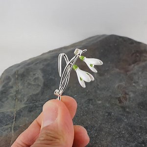 White Snowdrop January Birth Flower Brooch, Silver Plated - Etsy UK