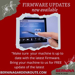 Bernina Firmware update now available. Bring in your machine for a free upgrade. Updates available for the following models : Bernette b79, 77 and 70 and Bernina 535, 500 and 590. Contact us to book in your machine. View our latest Blog for more information: https://www.berninagardenroute.com/bernina-firmware-updates/ Lets keep our machines in tip-top shape! Xoxo Bernina Garden Route😍 #bernina #berninafirmware #berninaupdate #berninagardenroute #WeAllSew #berninamagic #berninaembroidery #painte