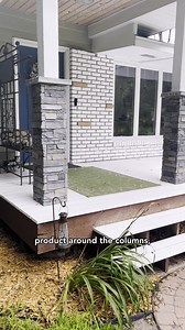 Jay's Northern Slate faux stone pillars are the perfect addition to his front porch! 😍 #genstone #fauxstone #diy #diyhome #diyideas | GenStone