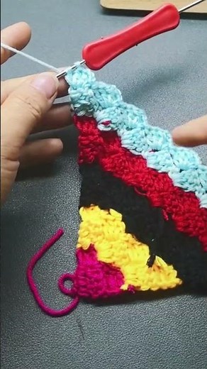 Crochet Triangle Shawl Pattern with Multicolor Yarn