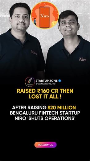 MOTIVATION | GROWTH | HUSTLE on Instagram: "Fintech startup Niro, which helped consumer internet platforms offer embedded credit products, has shut down after 4.5 years of operations. The Bengaluru-based firm, founded in 2021 by Aditya Kumar and Sankalp Mathur, was backed by investors such as Elevar Equity, GMO Venture Partners, Rebright Partners, Mitsui Sumitomo Insurance VC, Innoven Capital, Alteria Capital and CRED founder Kunal Shah. Announcing the closure in a LinkedIn post, Kumar said, “$2