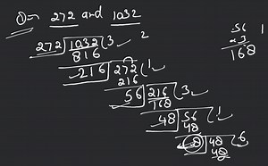 Use Euclid's algorithm to find the H.C.F of 272 and 1032... | Filo