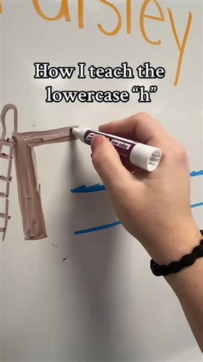 Preschool Vibes on Instagram: "Teaching lowercase letter h with the Learning Without Tears method today 💛 In this video, I teach h as the “brave diver” of the alphabet—unlike m, n, and r, h takes a daring dive down from the high dive, comes up for air, and dives back in. The kids giggle through it, but the movement and story help the formation stick… simple, memorable, and fun. 🌊✏️"