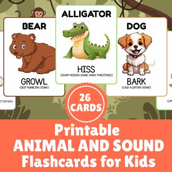 Animal Sounds Flashcards A-Z: Printable Learning Cards