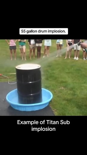 The implosion of this 55 gallon barrel is a great exaple of what would happen to an imploding submarine. #implosion #titan #titansubmersible #titanic #oceangate #titansub #oceangatetitan #oceangatetitanic
