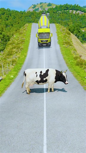 Big & Small Cars & Truck VS Cow - BeamNG.Drive