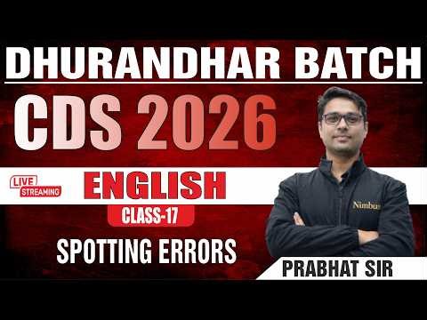 CDS 2026 ENGLISH || SPOTTING ERROR CLASS-17 || BY PRABHAT SIR #english #cds2026 #cdsenglish