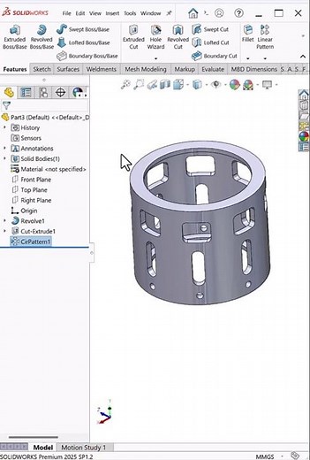 Revolve + Cut Extrude in SolidWorks 🔥 Simple Part Design #shortsfeed #shorts #viral