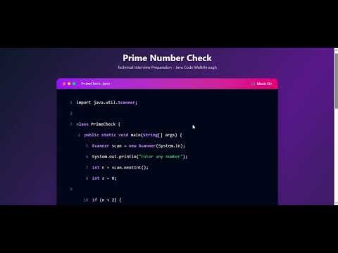 Java Program to Check Prime Number | Java Interview Question