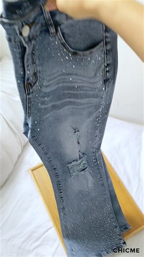 Shine like a star! #RhinestoneJeans #WideLegJeans #HighWaistedJeans #Y2KFashion #OOTD