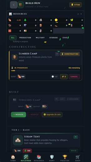 Idle Settlement - Introduction to Lumber and Foraging