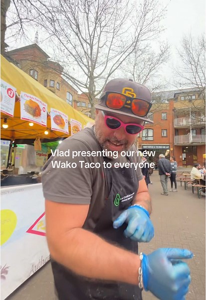 Come try our new Wako Taco! Just a bit of everything 🤪 #lacookaracha #tacos #oxford #oxfordmarket #mexicanfood #fyp #quesadillas #burritos