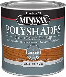 Minwax PolyShades Wood Stain + Polyurethane Finish – ½ Pint, Olde Maple, Gloss