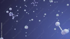 Atoms and Molecules abstract 3d graphics animation. Abstract molecular lattice, cellular structure under microscope. Medicine and science concept. Microbiology, laboratory. motion design