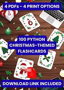 Christmas Python Coding Flashcards for Kids & Beginners (digital Download) - Etsy