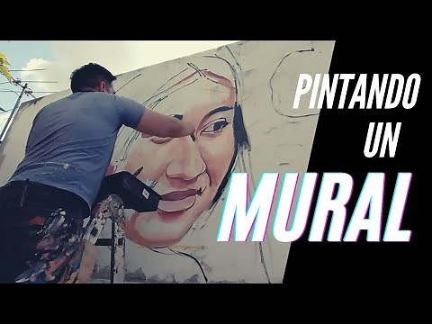 Pintando un mural. Proceso de una pintura mural.