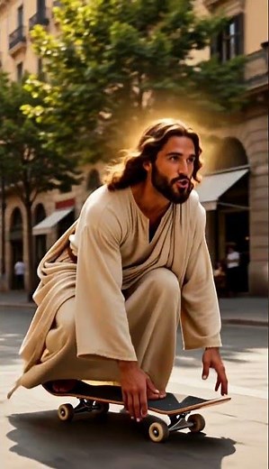 Jesus Rides On Skateboard #jesuschrist #skateboarding #motivation #motivationalvideo #jesus #God