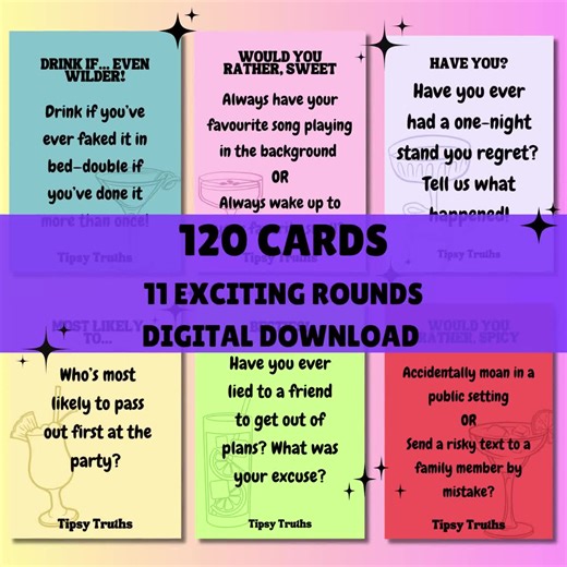 Tipsy Truths Drinking Game | Adult Party Icebreaker (Digital Download)