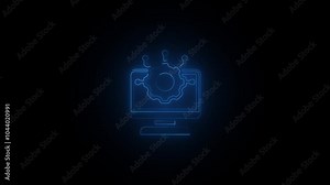 Automated system neon icon in line style. Automation, electronic control symbol.
