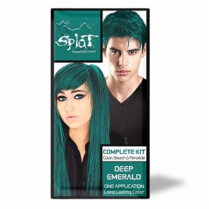 Splat Original Complete Kit, Semi-Permanent Hair Dye with Bleach, Deep Emerald