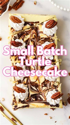 A turtle cheesecake…baked in a loaf pan! #minidesserts