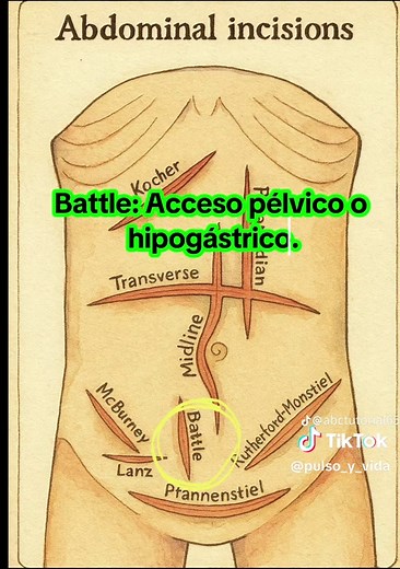 ¿Sabes para qué sirve cada incisión abdominal?” Kocher, McBurney, Pfannenstiel… aprende las incisiones más usadas en cirugía general y ginecología.” #Medicina #Circulación #EstudiantesDeMedicina #Anatomía #medicinatiktok