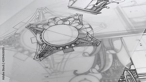 blueprints - drawings of antique architecture - drawings of antique decorative elements of architectural orders