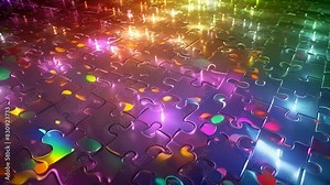 The color spectrum radiating from the puzzle suggesting the puzzles connection to light and energy.