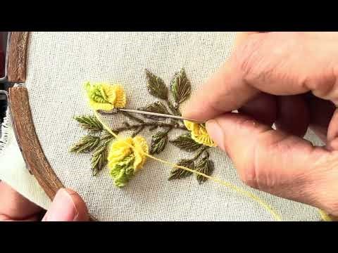 Easy and simple rose bud embroidery design tutorial @Creativehandembroidery