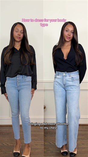 How to dress for your body type. Fixing the cuts and style of your clothing to help with making you look more proportionate is a game changer. #howtostyle #styletips #kibbe #bodytypestyling #skinnyjeans