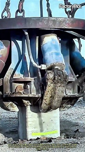 유압식 콘크리트 파일 절단 작업 현장 #worker #process #construction #concrete #demolition
