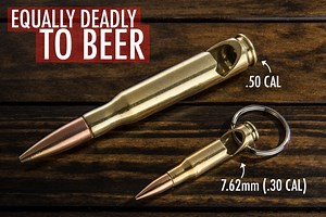 Keychain Bullet Bottle Opener: Proceeds help veteran charities.