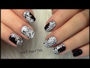 Elegantes schwarz-weiß Nageldesign Maniküre / Elegant black & white Nailart Manicure