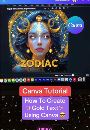 Canva Tutorial - How To Create Gold Glitter Text Using This Canva App! 🥰 #canvahacks #canvatutorial #canvaforsmallbusinesses #canvadesign