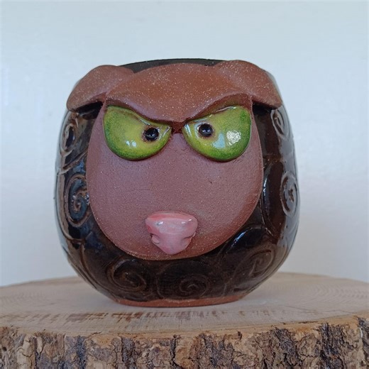 Handmade Angry Sheep Stoneware Mug: 20oz Black Amber Blue Glaze – Unique Pottery Drinkware - Etsy