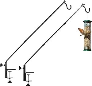 2 Pack Heavy Duty Deck Hook, 31 Inch Extended Adjustable, 360° Rotatable Arm Solid Rod, Solid Steel Deck Hangers for Hanging Bird Feeders, Plants, Planters, Suet Baskets, Lanterns, Wind Chime