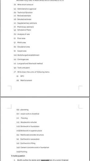 probably question of Estimation & costing value 👍4th sem civil engineering