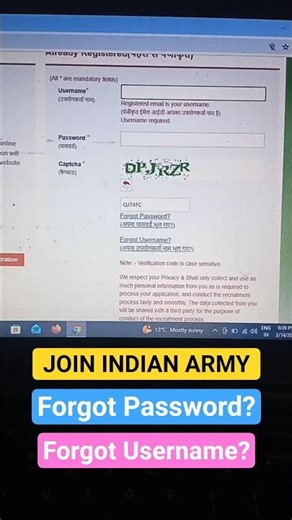 Indian Army Notification Out, Password & Username forgot kaise karen? #armybharti2026 #viralshort