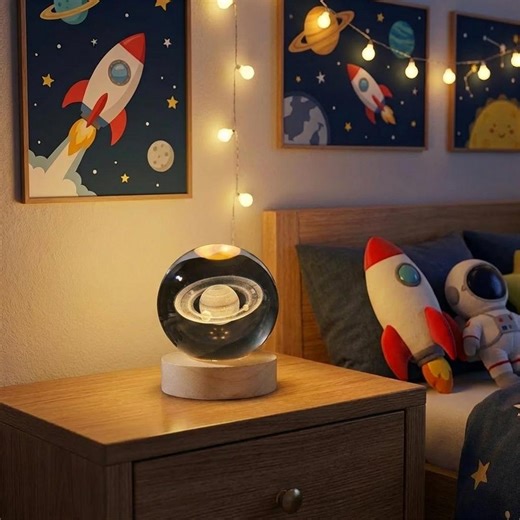 Saturn Crystal Ball Lamp, Solar System Night Light, 3D Engraved Planet Lamp, Space Crystal Globe Lamp, Astronomy Gift Decor - Etsy